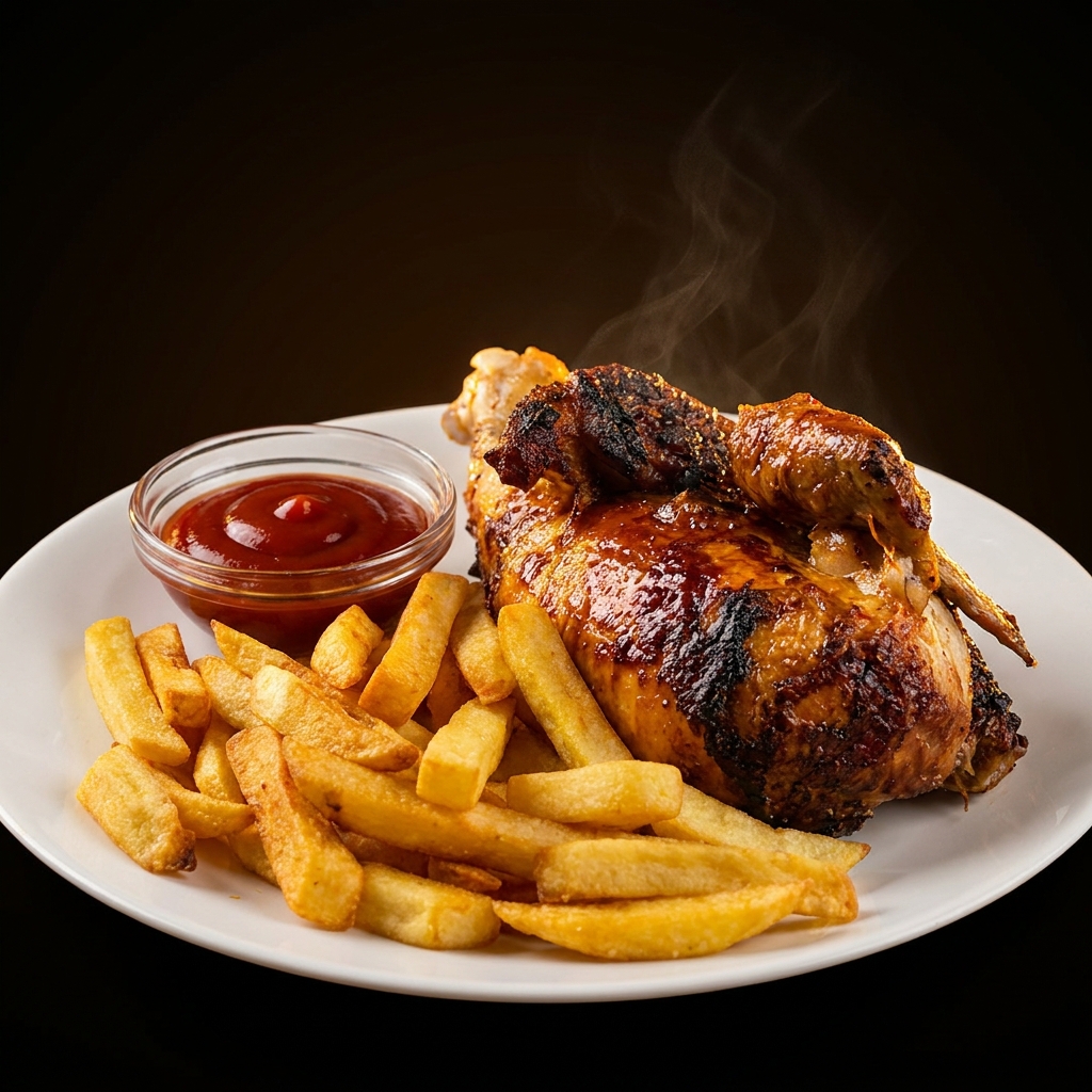 Halbes Grillhähnchen knusprig vom Grill